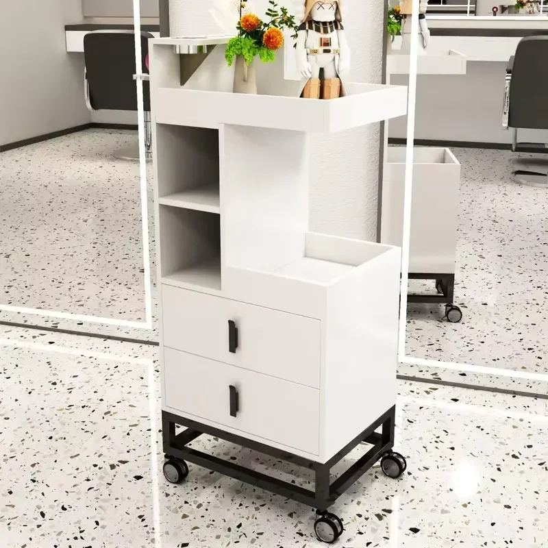 Metal and Wood Hairdressing Work Cabinet Barber Shop Storage Tool Cart for Salon Spa Living Room Application