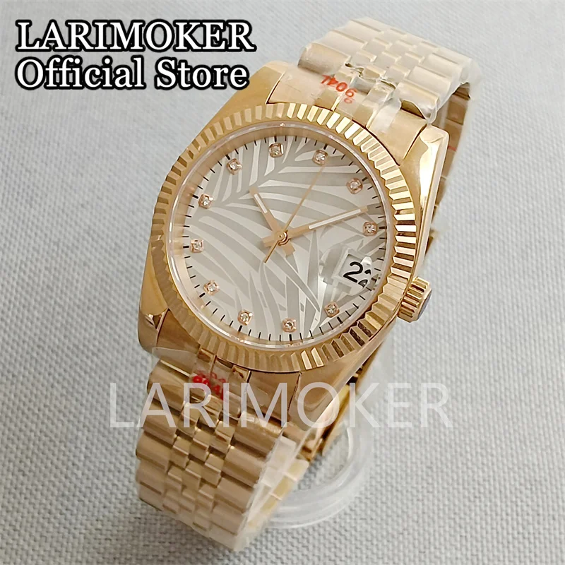 

LARIMOKER 36/39mm NH35A Automatic Watch For Men Sapphire Glass Luminous rose Gold Hands Polished Case Oyster Bracelet white Dial