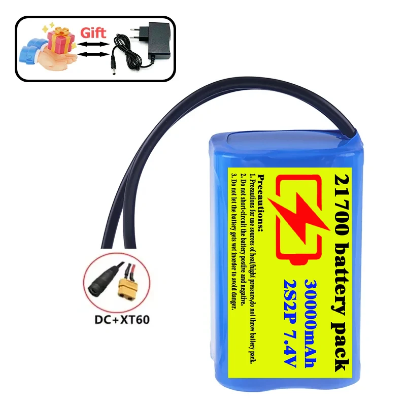 

New 21700 7.4V 30000mAh Lithium-ion Battery for V020 V900 2011-5 V007 C18 H18 V18 D18B FX88 Remote Control RC Bait Boat Battery
