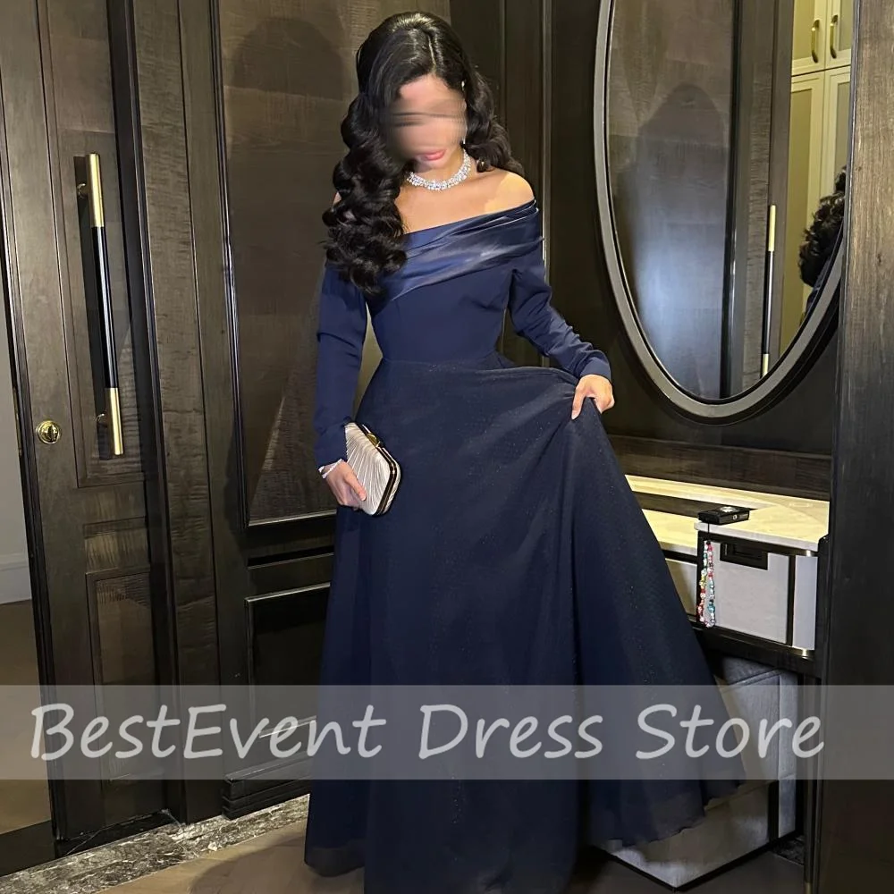 

Custom Made Women's Royal Blue Long Sleeve A-line Evening Dress Backless Floor Length Prom Club Dress Vestidos de