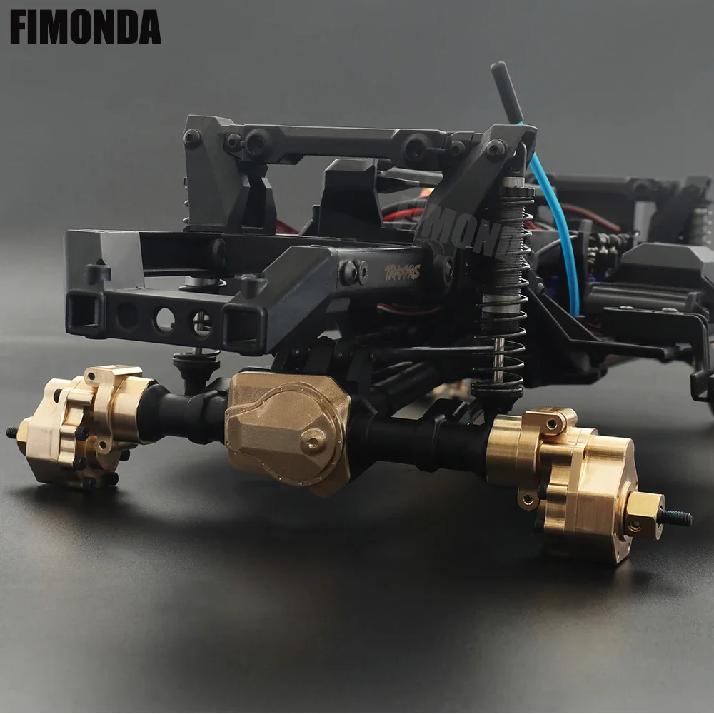 Conjunto resistente de bronze do peso contrário do eixo de movimentação portal habitação amortecedor montagem para 1/10 rc crawler trx4 trx6 peças de atualização