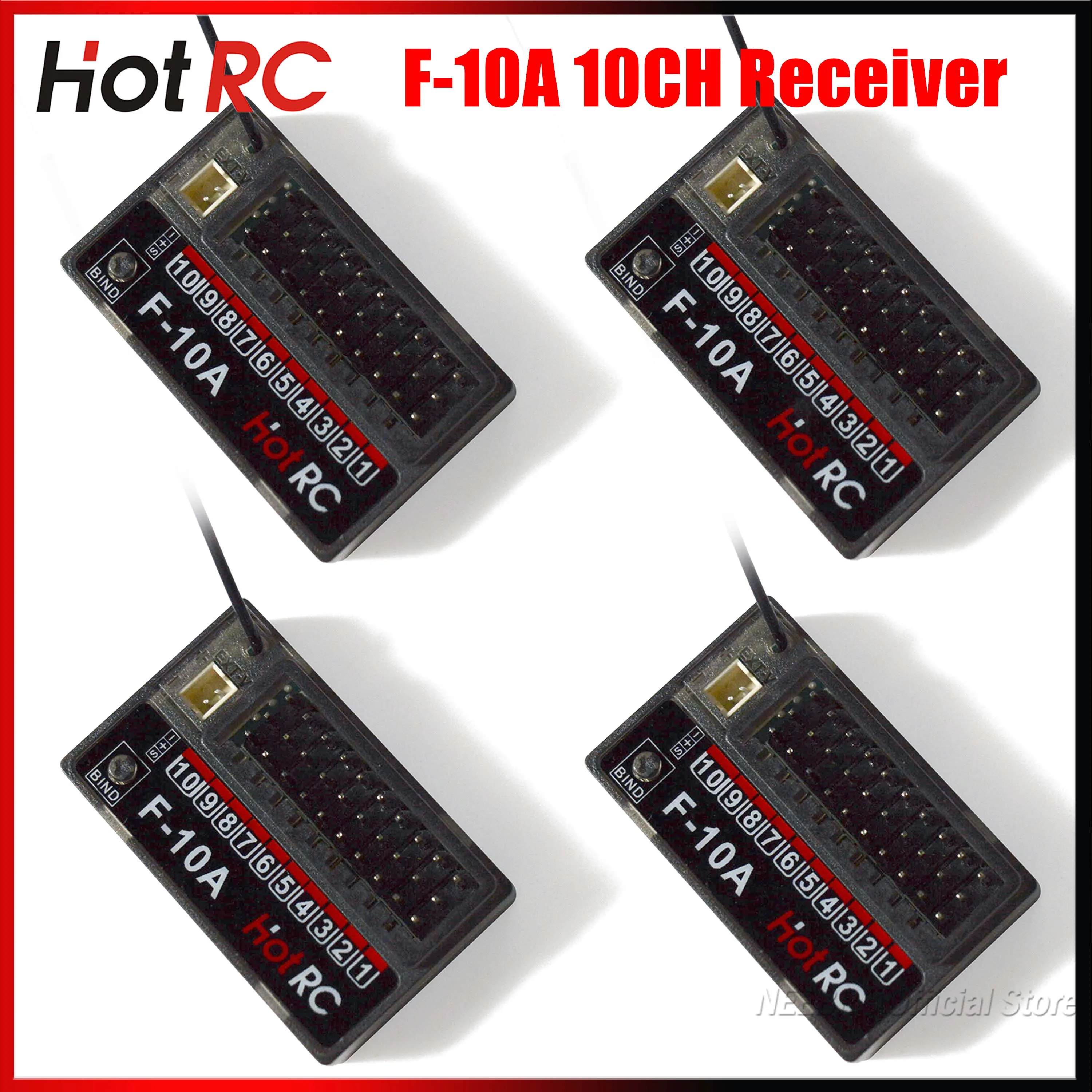 

HotRC F-10A 10CH 2.4G Receiver Voltage Return PWM DC4V-9V Radio System 300-800m for RC Car Aircraft Tank Boat CT-10B Transmitter