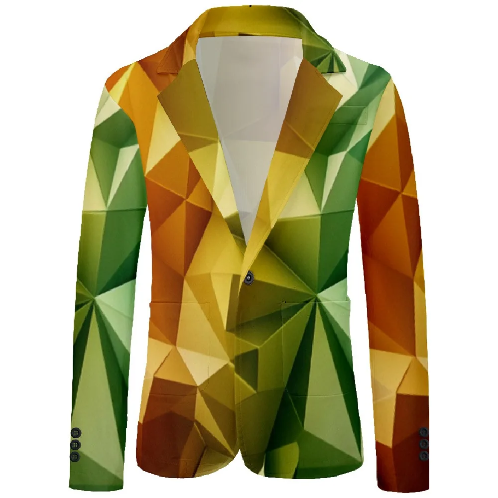 

Mens Blazer Color Block Geometric Print One Buttons Vintage Casual Coat Business Office Party Jacket Slim Fit Blazers Outfit Men
