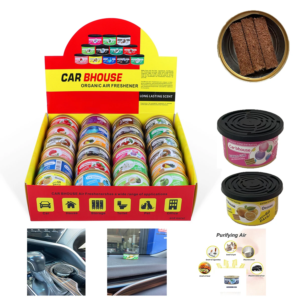 Car Flavoring Car Air Fresheners Perfume Canned Wood Blocks Coffee Flavor Long-Lasting Auto Aromatherapy Car Deodorant Supplies