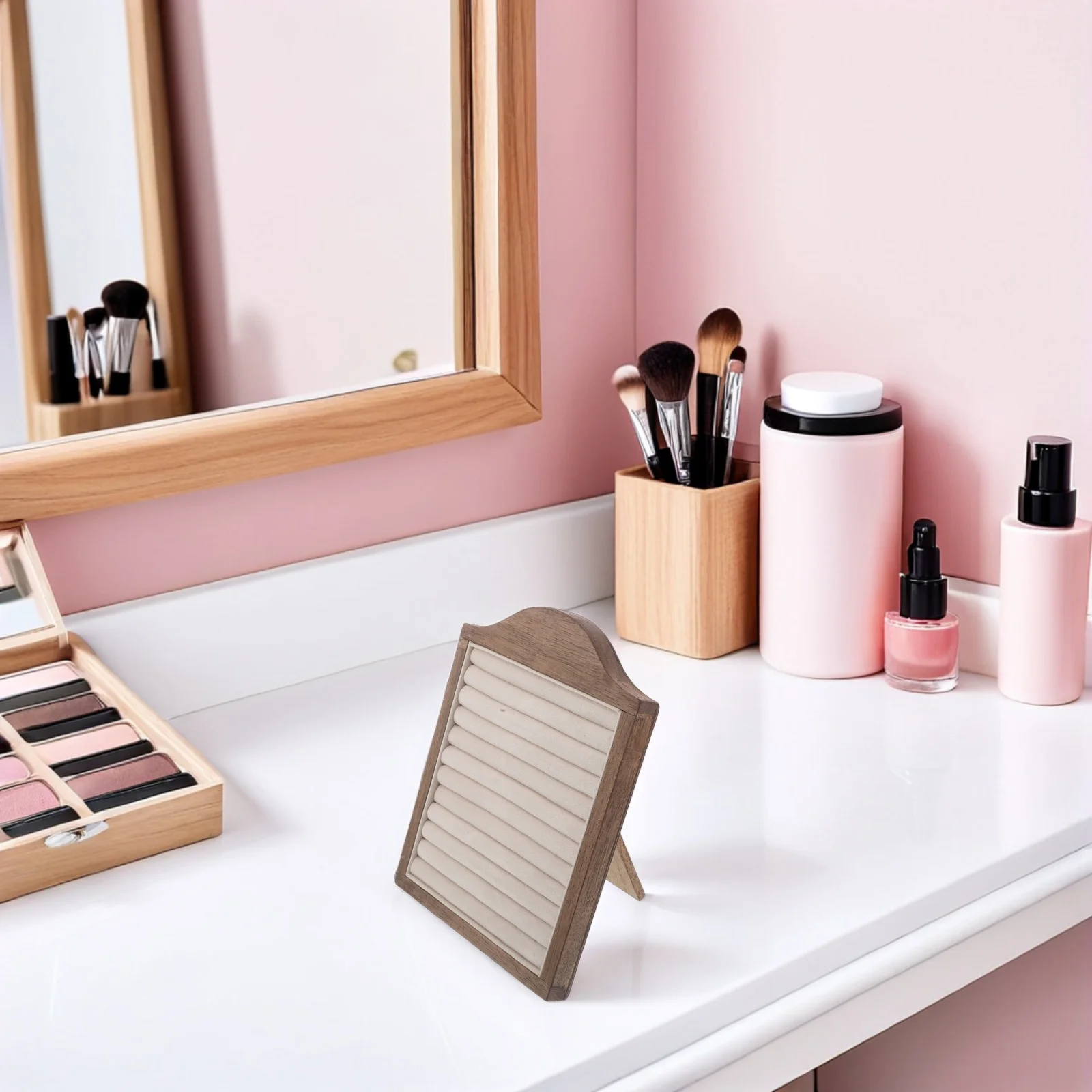 Wood Jewelry Display Stand Multi Layer Solid Wood Ring Holder Stable Non Slip Base Organizer Rings Earrings Display for Store