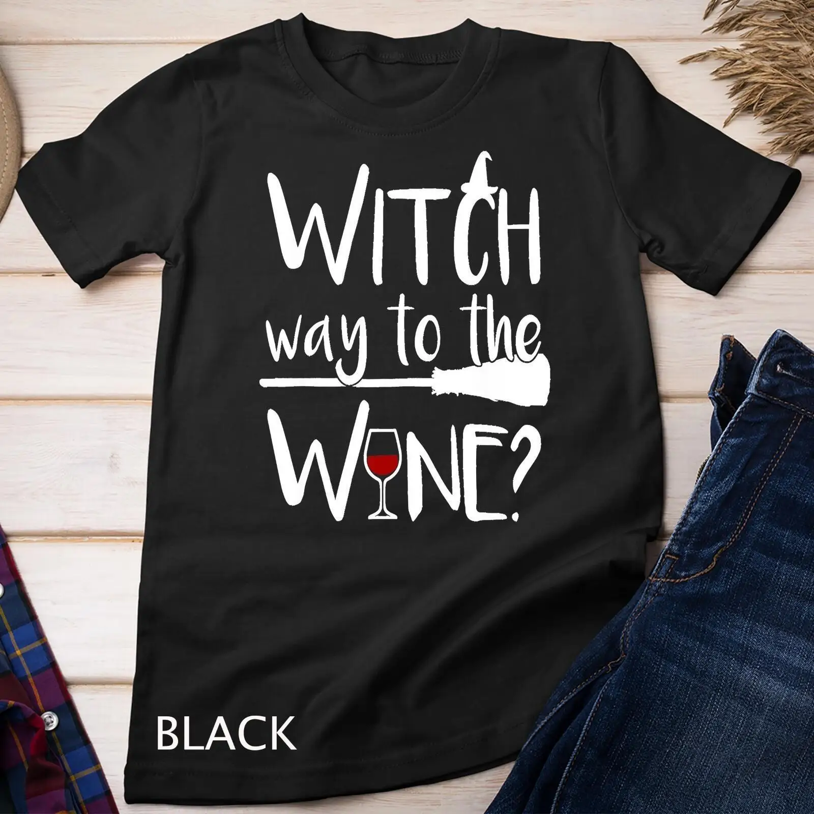 

Funny Drinking Halloween Witch Way To The Wine Unisex T-shirt