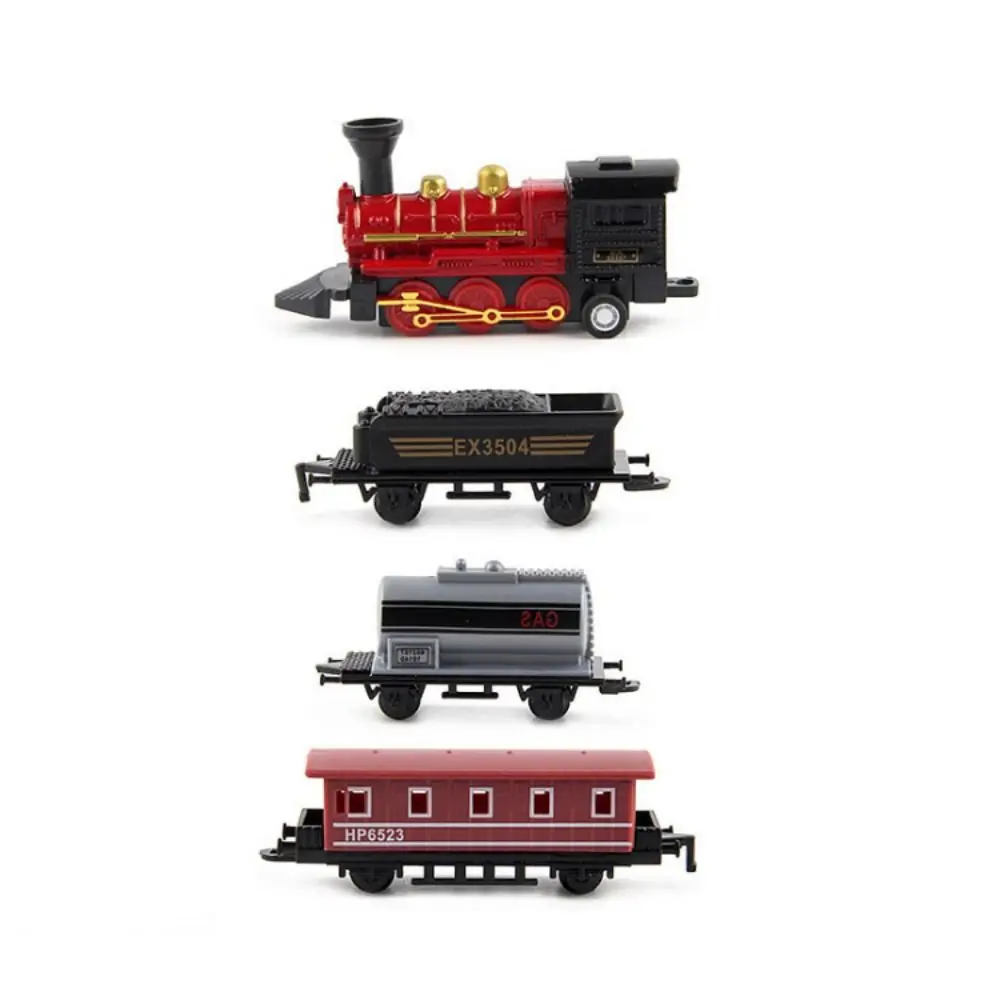 Diecast 1:60 Retro Steam Train Model Pull-back Miniature Pull Back Model Train Inertia Alloy Headstock Simulation Train Toy
