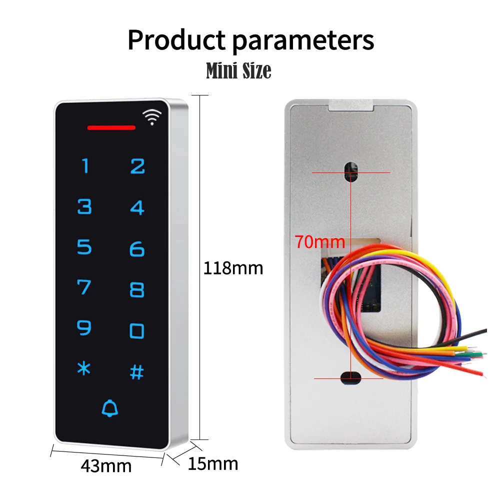 Tuya App Wifi Access Control Keypads 125khz 13.6Mhz RFID Keyfob Access Control Kit Wiegand 26 IP67 Waterproof 2000 User