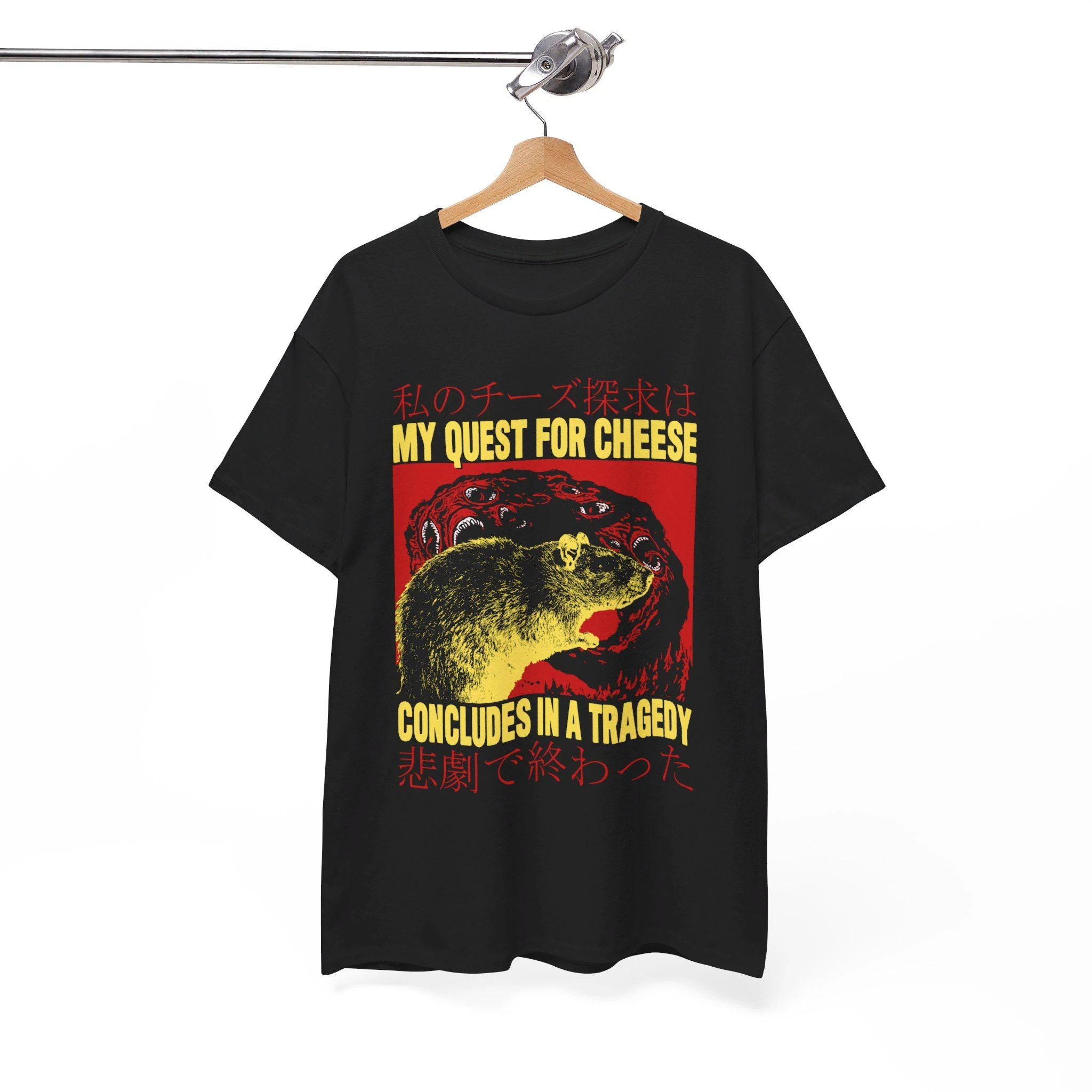 My Quest for Cheese Concludes in a Tragedy Print Short Sleeve T Shirts Men's Women's Crew Neck T-shirts Tops Size XXS-4XL Shirt
