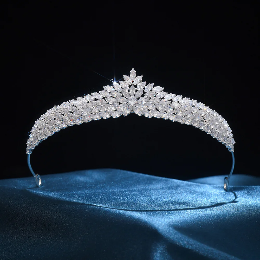 Princess Bride Crowns For Women Girl Cubic Zirconia CZ Bridal Tiaras Crowns For 15 Years Birthday Party Diadem Wedding Headdress