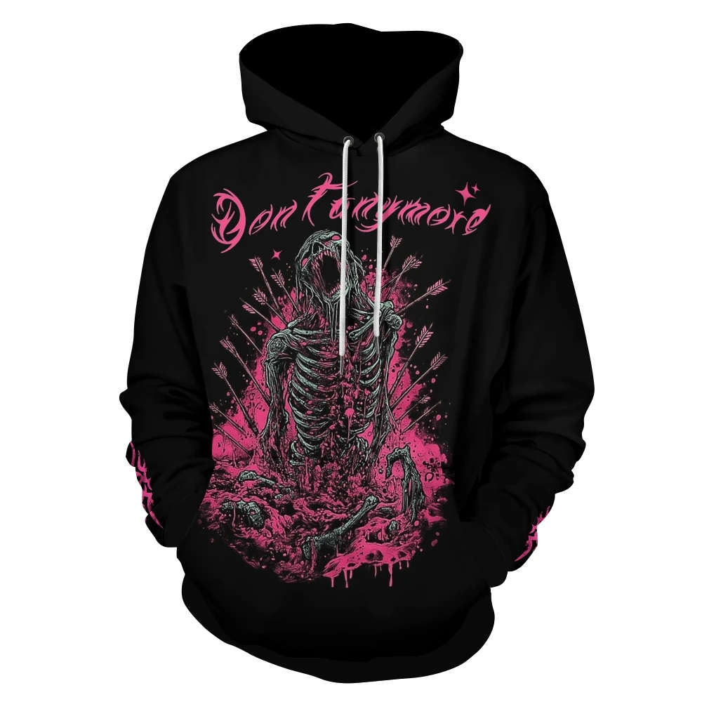 2025 Men's sweatshirt fashion new printed red pink Skull hoodie Interesting design 3d printed plus size hoodie jumper casual