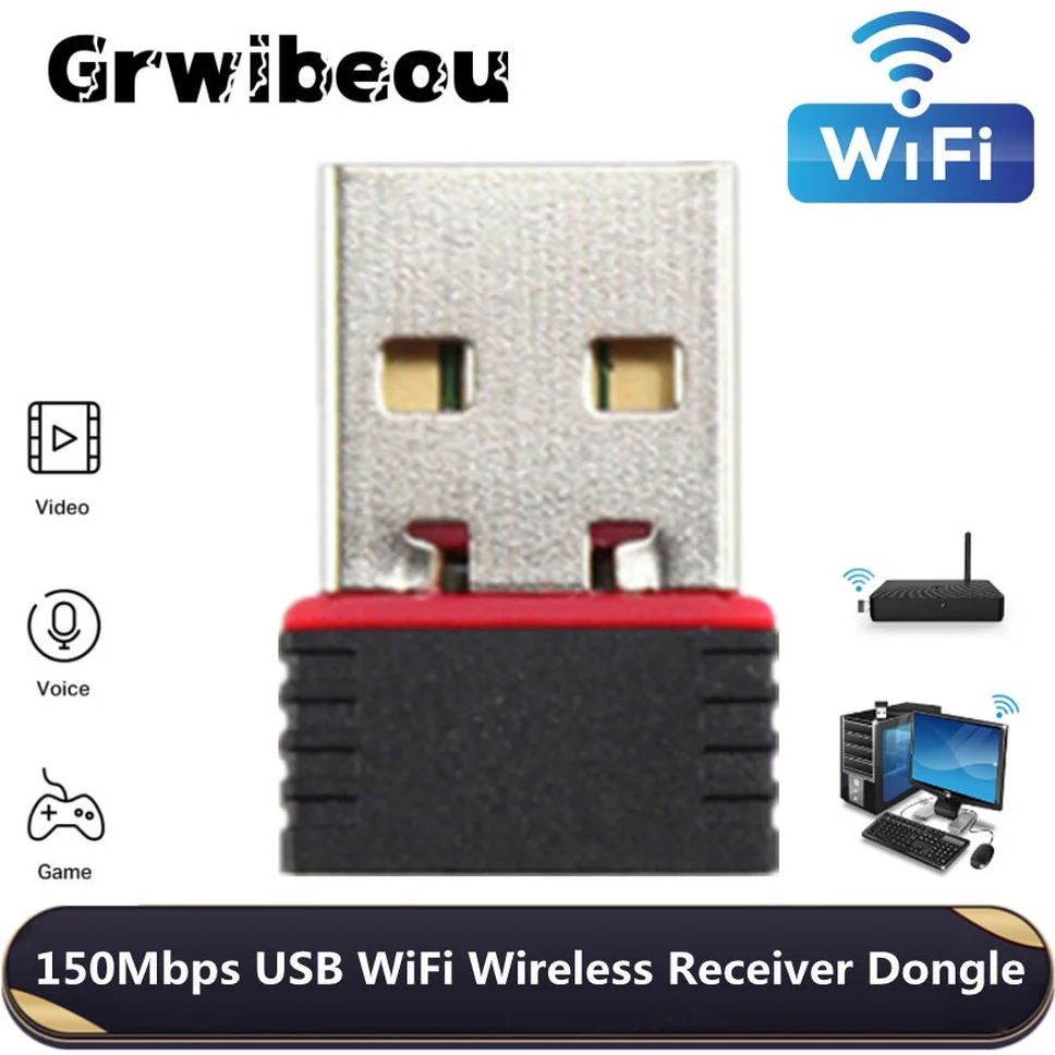 Grwibeou 150Mbps Mini USB Wifi Adaptor 802.11n Nirkabel USB WiFi Dongle Penerima Kartu Jaringan untuk Desktop Laptop Windows 7 8 10