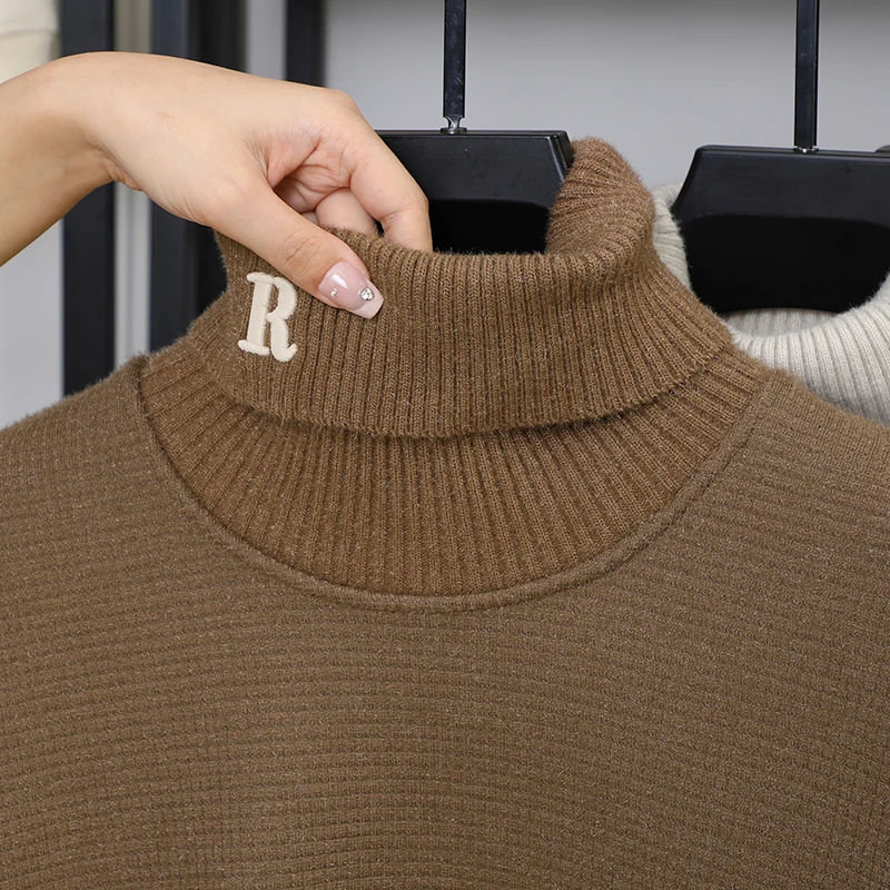 

Шерстяной пуловер с вышивкой букв, зимняя горячая распродажа, брендовый роскошный мужской свитер, водолазка, утепленная модная теплая мягкая трендовая мужская одежда