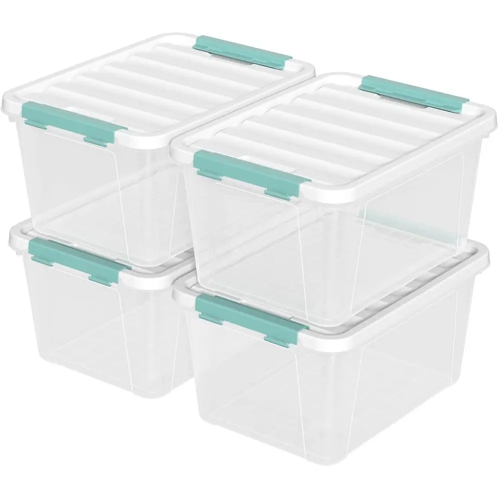 

Stackable 20-Quart Clear Plastic Storage Bins with Lids, 4-Pack