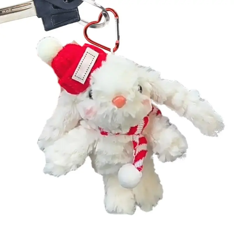 LLavero de conejito de peluche, llavero de coche, mochila, decoración de bolso, llavero de conejo de peluche de Navidad, muñeco de Animal relleno, bolso, dije para bolso