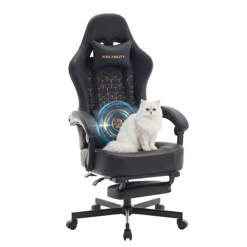 Gaming Chair Breathable Leather with Pocket Spring Cushion, Wide and High Ergonomic Office Chair with Headrest