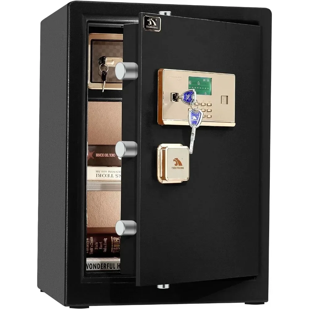 

File cabinet, home file cabinet, large safe with dual security key lock and currency and file password, 3.7 cubic black