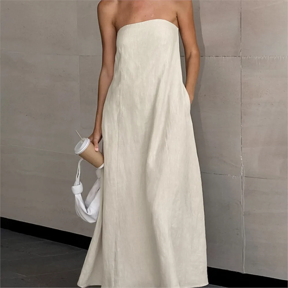 

Casually A-line Dress Dresses For Ladies Vestidos Simple Style All-match Temperament Solid Color Vacation Holiday Piglet Breast