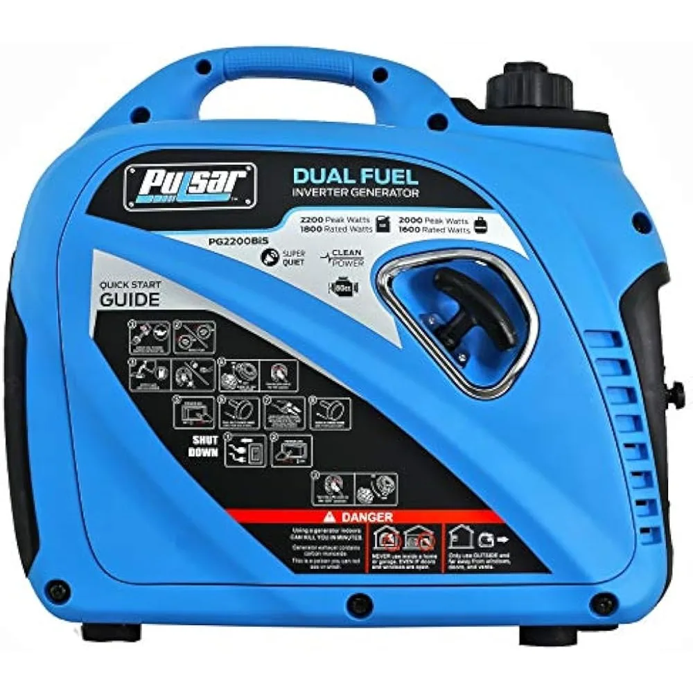 Imagem -03 - Pulsar Portátil Dual Fuel Silencioso Inversor Gerador Saída Usb Capacidade Paralela Compatível com Carb Pg2200bs 200w