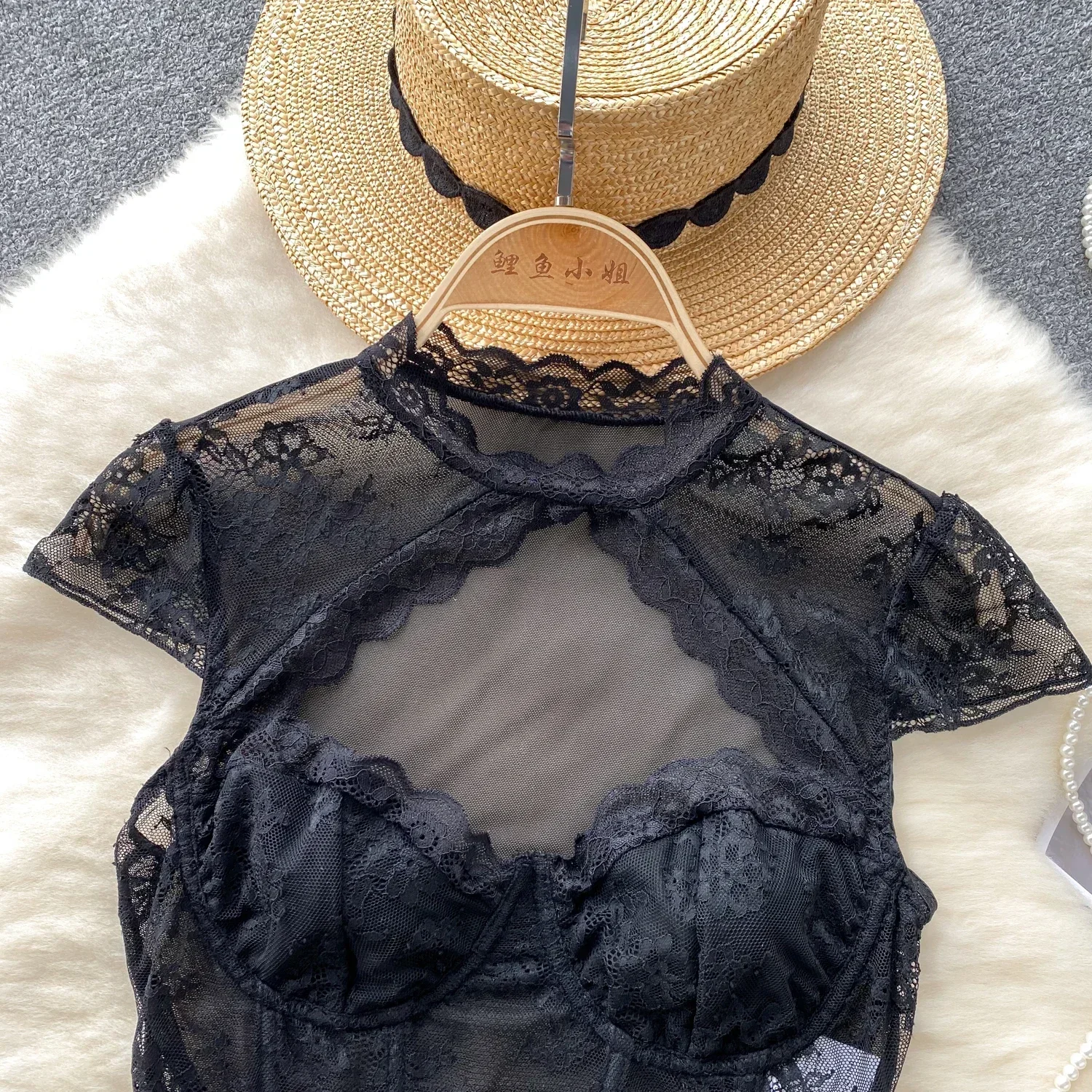 

Винтажная элегантная кружевная блузка с коротким рукавом, модная рубашка, повседневный шикарный топ, сказочный летний женский топ