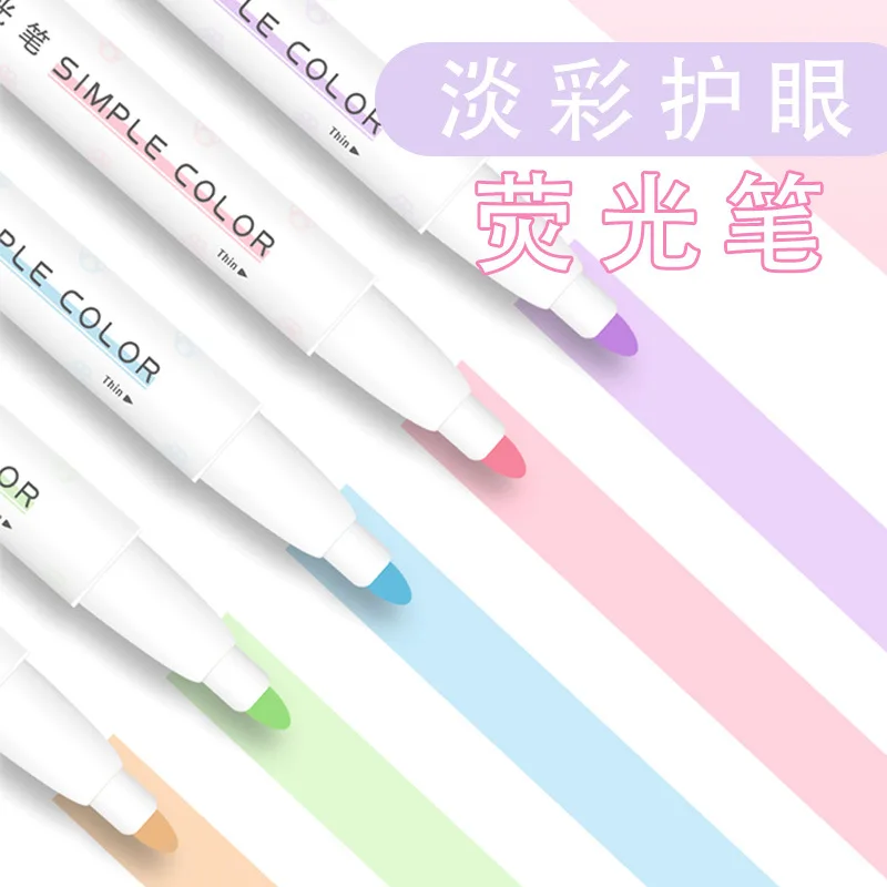 Dual Tip Eye Care Colour Highlighter Pencil Clip Model Learning Focus Marker 20 Colours Handy Markers