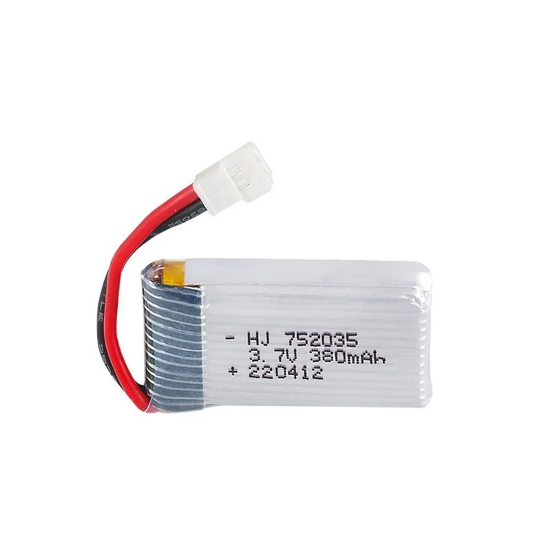 Bateria LiPo 380mAh o dużej pojemności z 3.7v dla Hubsan X4 H107 Series/ JD385 kompatybilne z JD388 drony 752035 zapasowe baterie