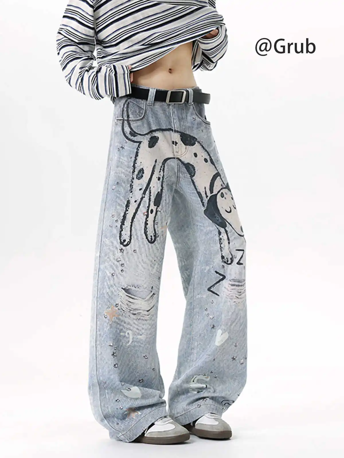 

Женские темно-синие расклешенные джинсы Y2k, винтажные мешковатые джинсовые брюки-бойфренды в японском стиле 2000-х годов, жаккардовые джинсы, брюки 2025