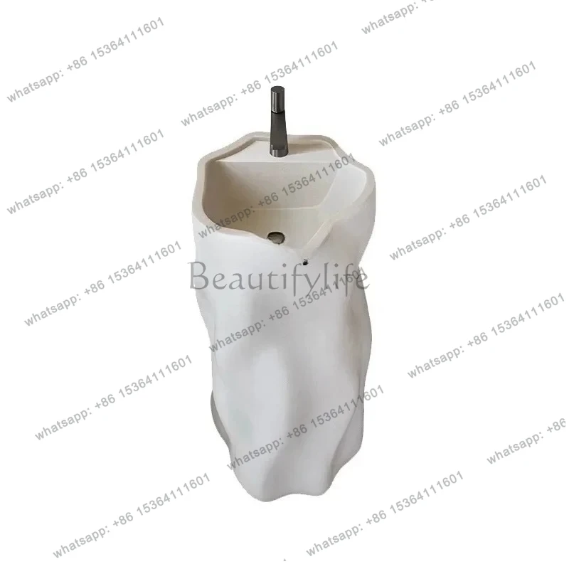 Japanese cream style designer column basin floor-to-ceiling integrated art wash basin creative personalized face wash table