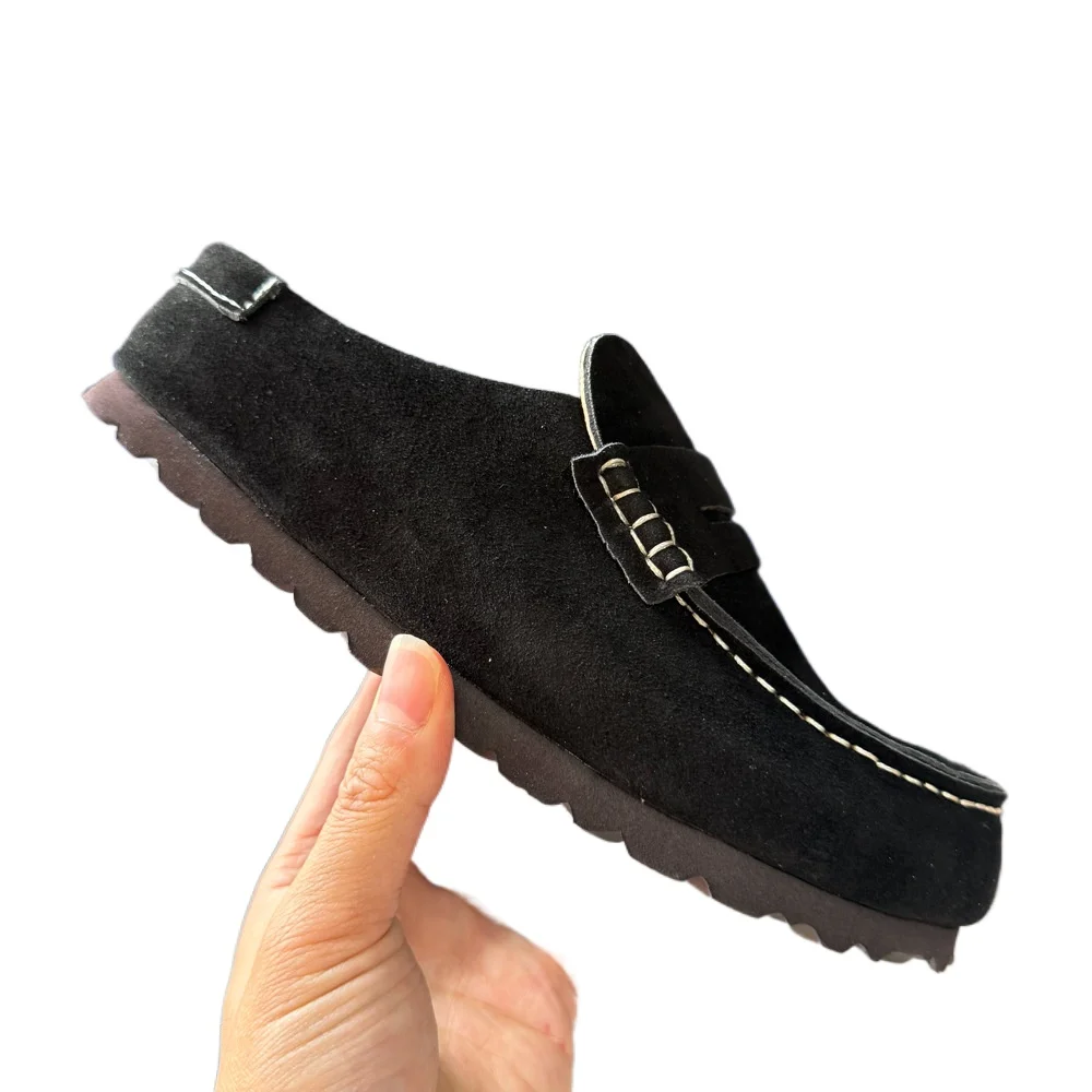 2027 Female cowhide toe cap, half trailer, worn in spring and autumn, soft soled, lazy, one foot, casual retro M ü ller shoes - view 6