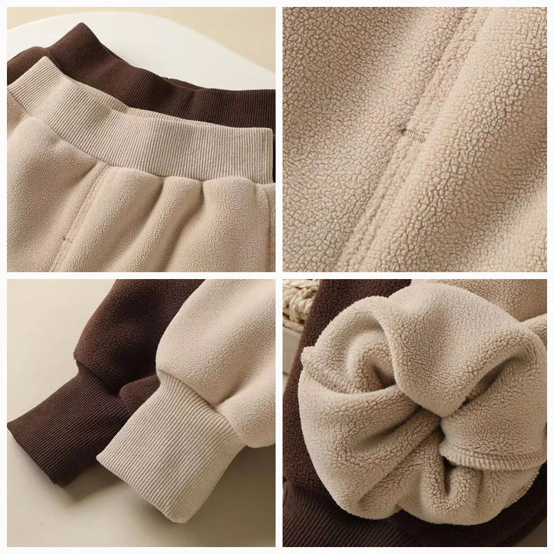 Winter Thick Warm Kids Pants For Girls Boys Polar Fleece Soft Children's Girl Boy Trousers Casual Keep Warm Outdoors Pant 1Y-5Y