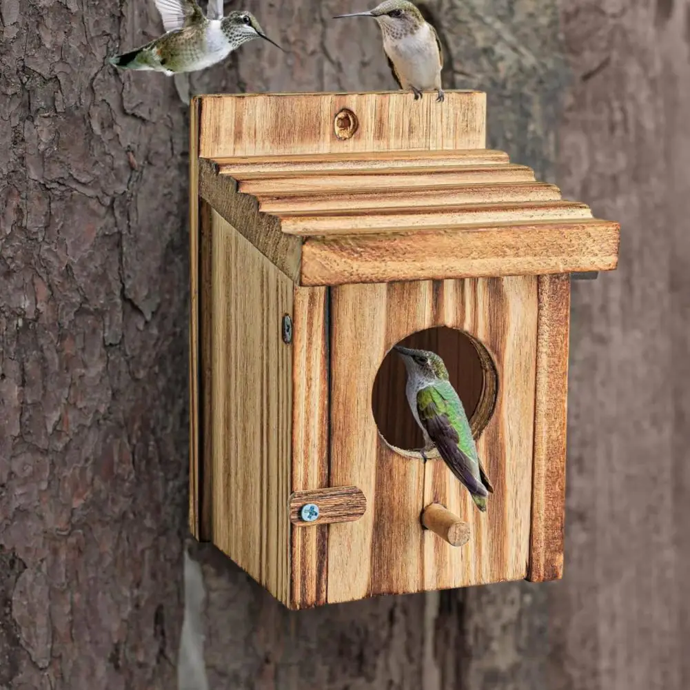 木製の鳥の家の前のドア、お手入れが簡単で詰め替え、簡単な洗浄用のオープナー