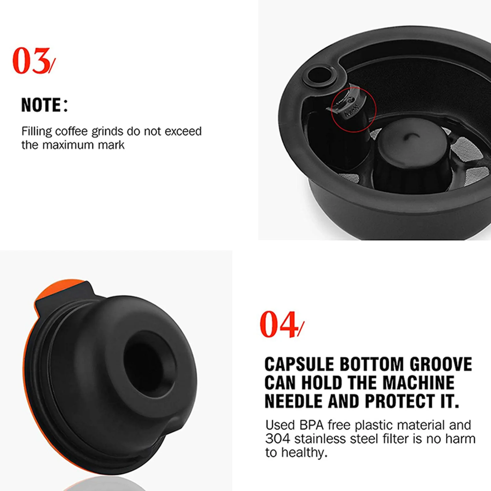 A98E-2X Reusable Coffee Capsules, Compatible With For -S Tassimo Machines, Coffee Filter Refillable Coffee Pods 180Ml