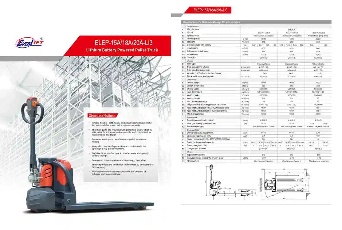 Heli Cheap1.5ton 1.8ton 2.0 Ton Carrello per pallet elettrico Batteria al litio Mini pallet jack economico Nuovo carrello elevatore