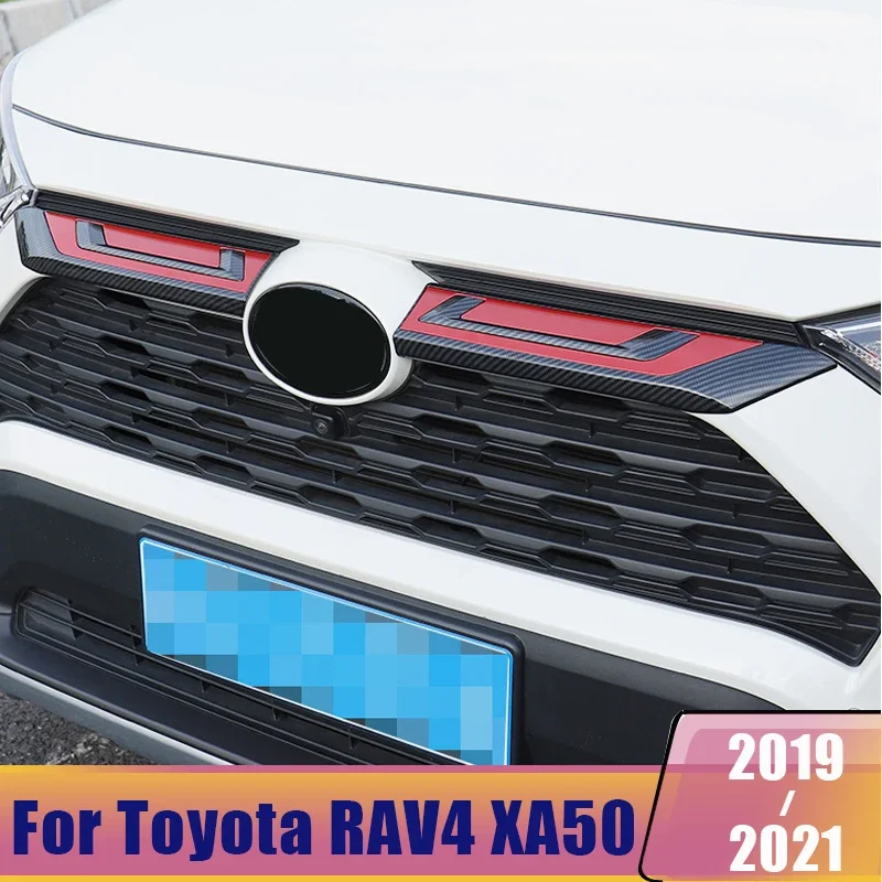 

For Toyota RAV4 RAV 4 2019 2020 2021 2022 2023 2024 XA50 ABS Car Front Grille Grill Emblem Trim Strips Cover Sticker Accessories