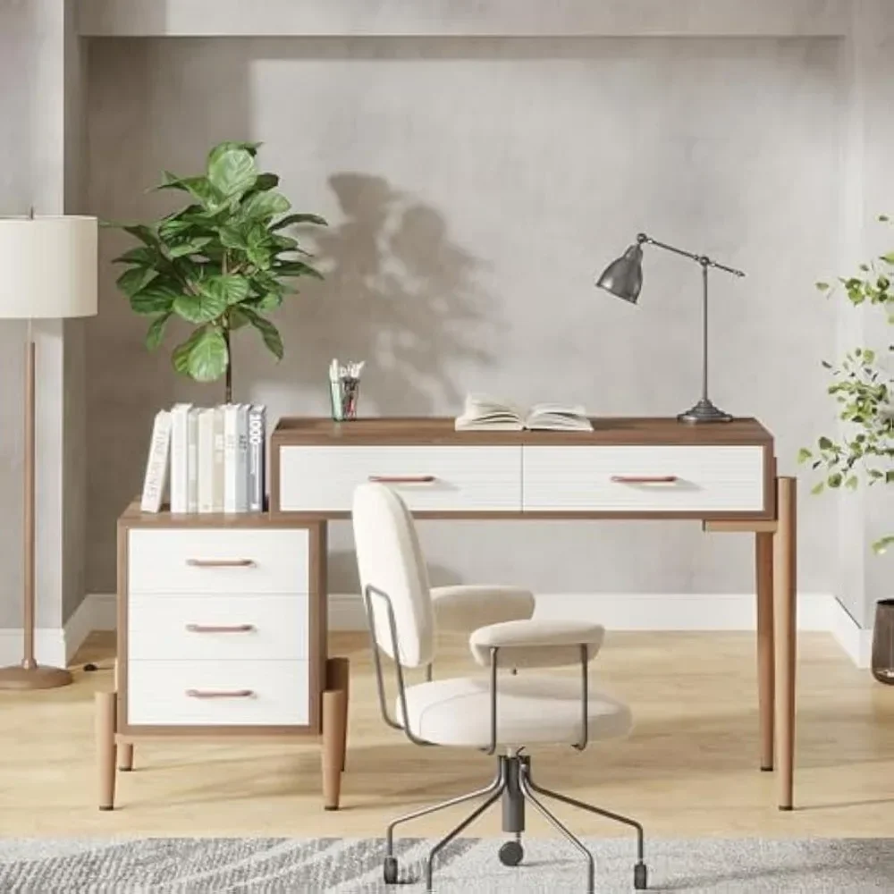 

y Office Furniture Desk Sets,Computer Desk With5Drawers Study Work Writing Desk With File Drawers Cabinet Modern Home Office