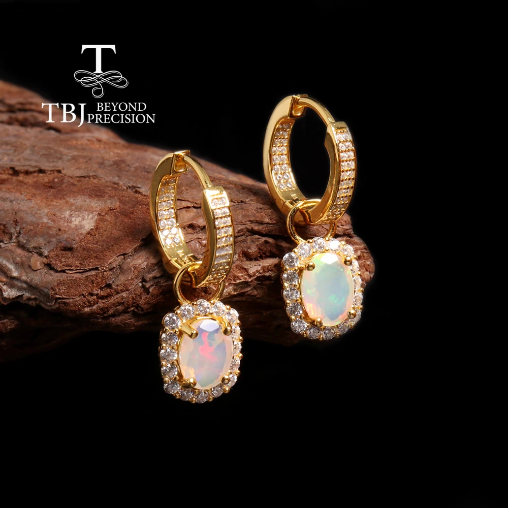 Two unique wear designs natural Opal drop earrings colorful gemstone with 925 silver fashion jewelry for women and girls