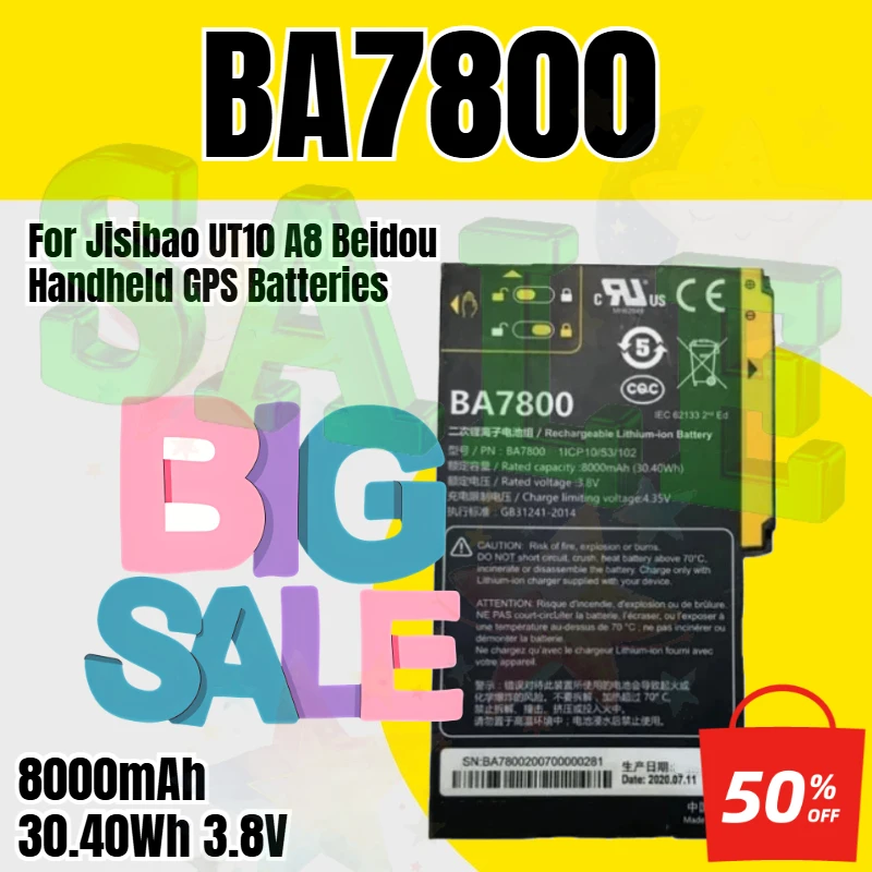 

8000mAh 30.40Wh 3.8V Battery BA7800 Battery for Jisibao UT10 A8 Beidou Handheld GPS Batteries