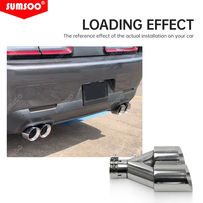 1Pc Exhaust Tip Car Modify Double Outlet Exhaust Pipe Cars Accessories Nozzle Decoration Stainless tail Pipes Muffler