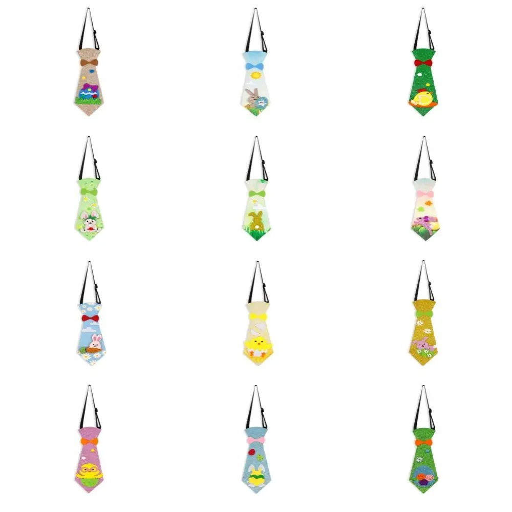 Bunny Easter Rabbit Tie Creative Chick Shiny Cartoon Tie Adjustable Colorful Easter Party Decoration Girls