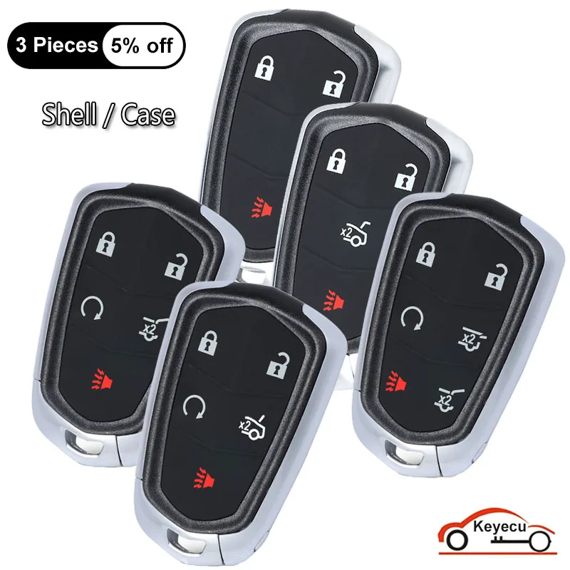 KEYECU 3 4 5 6 Buttons Case for Cadillac Escalade CTS ATS XTS SRX Escalade ESV Smart Remote Key Shell Cover Fob HYQ2AB , HYQ2EB