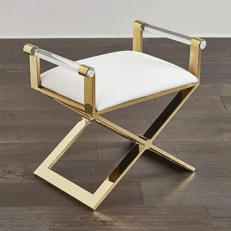 fA-Luxury Dining Chair Acrylic With Stainless Steel Dining Furniture for Home Foot Stool Hotel Hotel Restaurant Wedding·