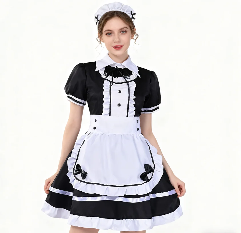 PESENAR الفرنسية خادمة المئزر لوليتا فستان بتصميم حالم تأثيري حلي فروي القط الأذن قفازات الجوارب مجموعة