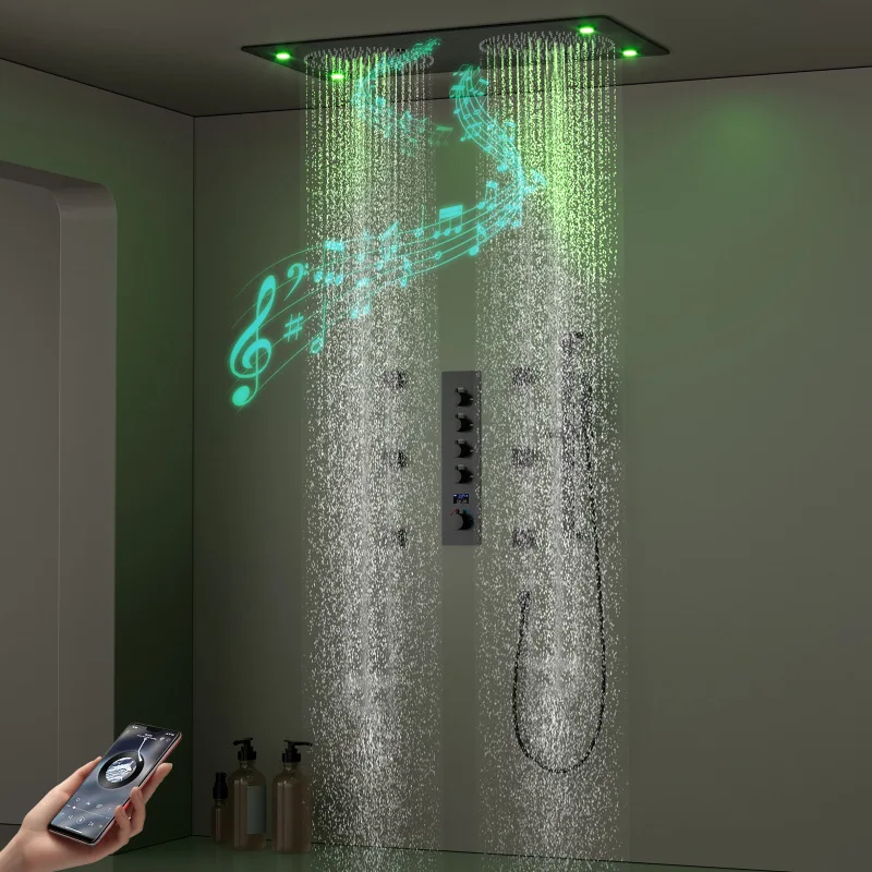 

Concealed shower shower embedded 62x32cm LED music top spray bathroom hot and cold digital shower set