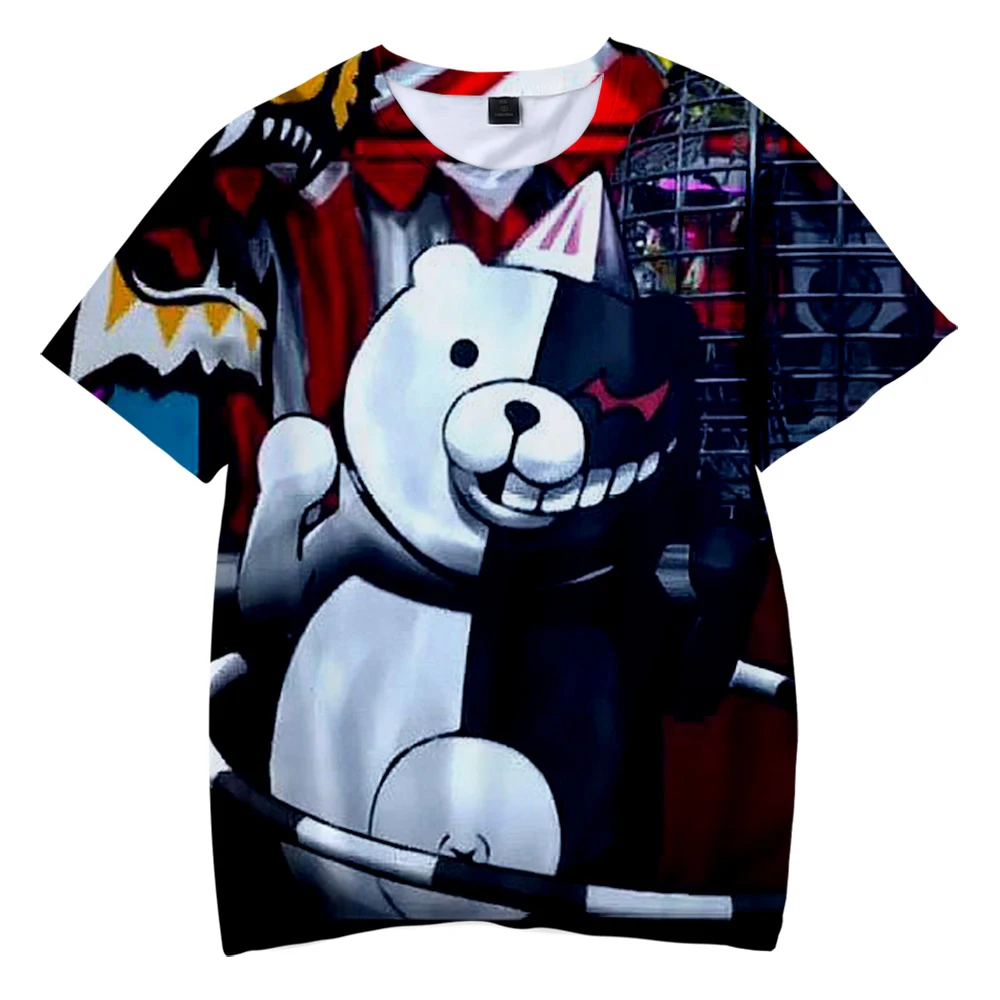 2022 Summer Fashion Anime Game Harajuku T Shirt Danganronpa Monokuma 3D Printed Men\'s Street Trend Clothing Kids Quick Dry Top