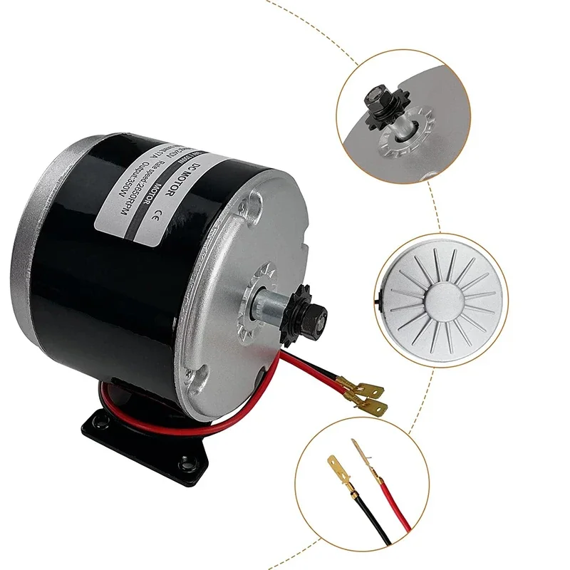 24V 350W DC Motor Permanent Magnet Generator Micro Brushed Motor Brushed High Permanent Magnet 2750RPM Gear Motor