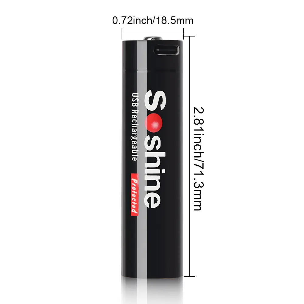 Soshine 3.7V 18650 3000mAh USB Type-C Rechargeable Lithium Battery USB Li-ion 18650 Battery for Keyboar Flashlight Mobile Phone