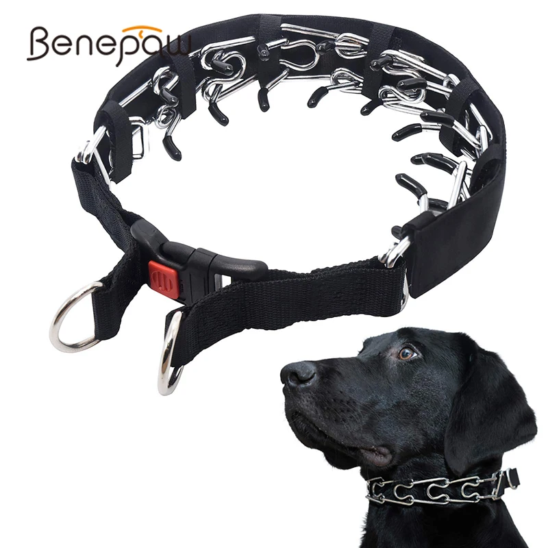 Benepaw Prong Dog Training Collar Comfort Tips  Quick Release Snap Buckle Pet Choke Pinch Collar For Small Medium Large Dogs