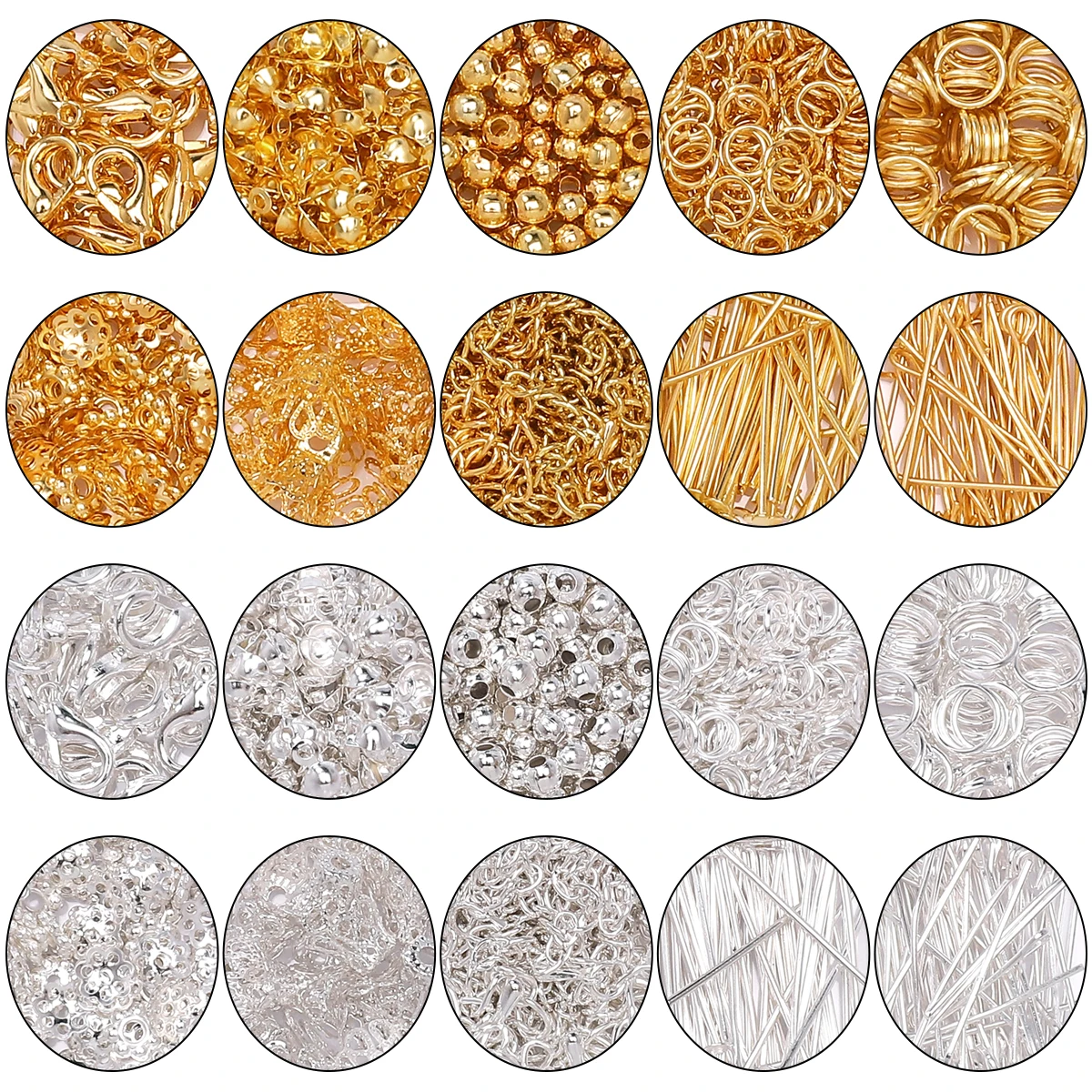 

10 Grid Metal Jewelry Findings Kit Professional DIY Tool Set With Single Loop, Chain, Rope, Clasp About 820Pcs For Craft Making