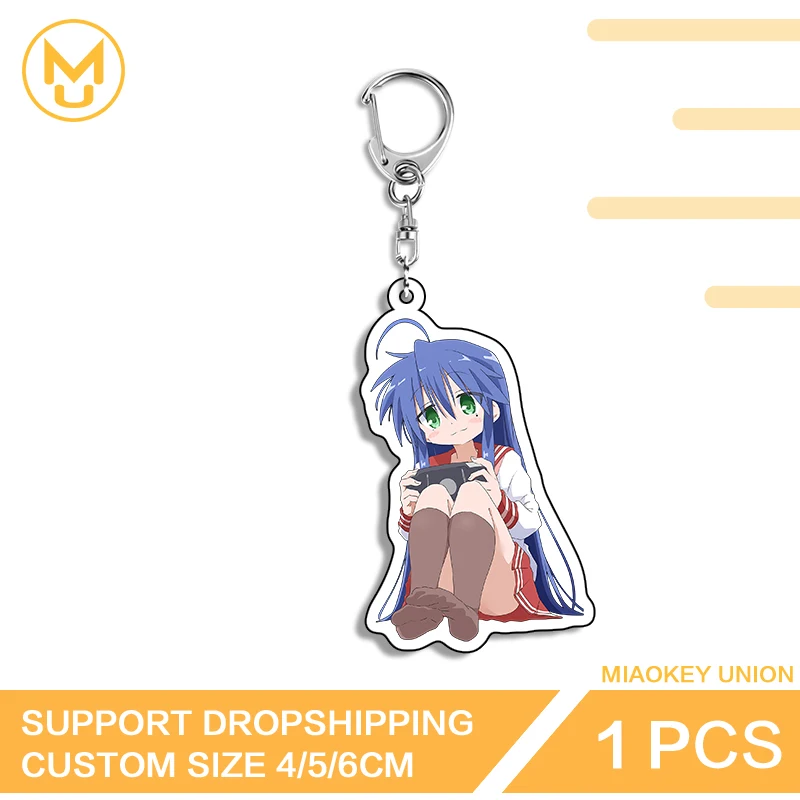 Konata Izumi Schlüsselanhänger, Edelstahlkette, Karabinerverschluss, kreatives Andenken, Geschenk, Persönlichkeit, multifunktional, langlebiger Schlüsselanhänger