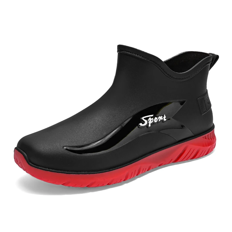 

New men's low-top casual and fashionable waterproof rain boots, outdoor rain boots, work chef men's shoes, flat shoes